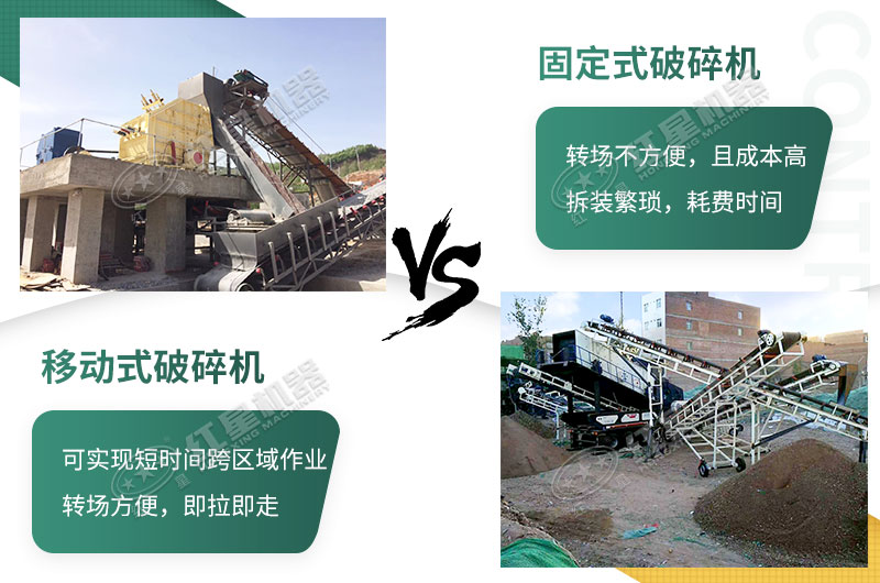 流動(dòng)粉碎石機(jī)，可以隨時(shí)轉(zhuǎn)場(chǎng)停車生產(chǎn)的破碎生產(chǎn)線